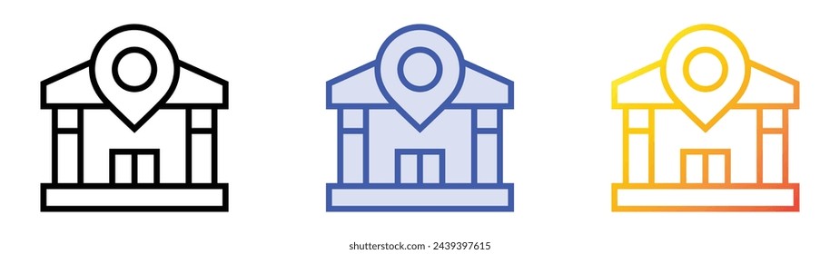 bank icon. Linear, Blue Fill and Gradient Style Design Isolated On White Background