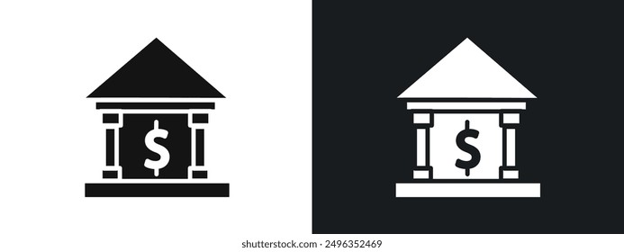 Bank icon linear graphics set vector in black