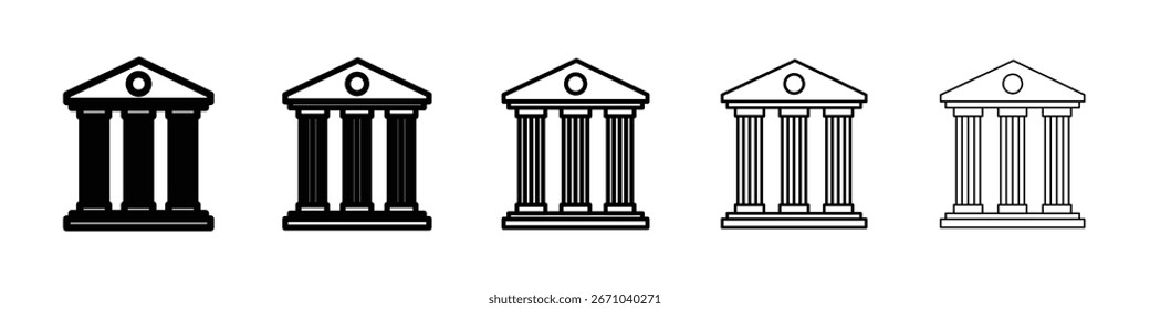 Logotipo do ícone do banco na coleção de linhas de traçado