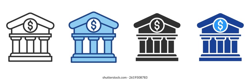 Bank Icon Multiple Style Vector Collection