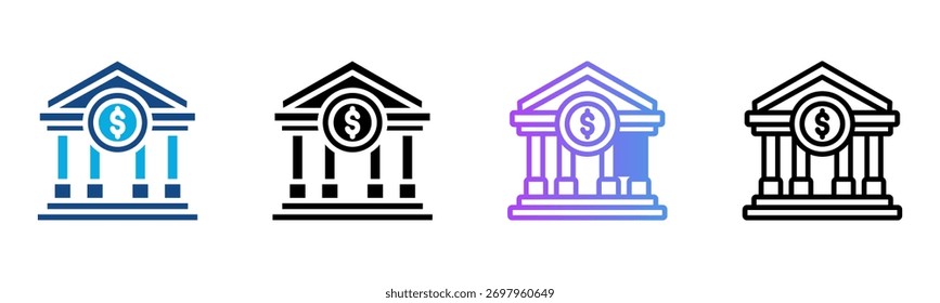Icono de banco Ilustración vectorial de estilo múltiple
