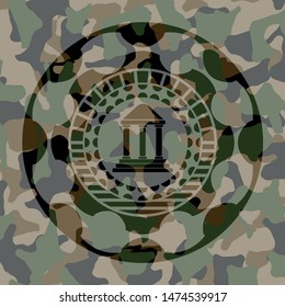 bank icon on camouflage pattern
