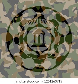 bank icon on camouflage texture
