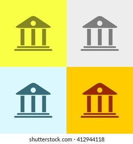 Bank Icon on Four Different Backgrounds. Eps-10.