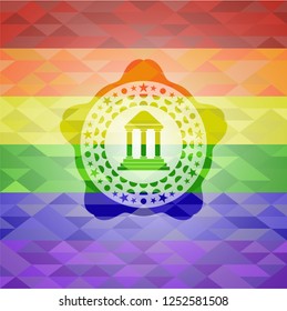 bank icon on mosaic background with the colors of the LGBT flag