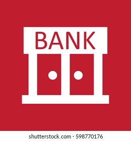 Bank icon on red background