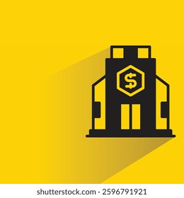 bank icon on shadow yellow background