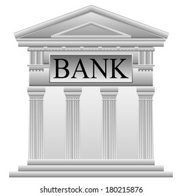Icono de banco sobre fondo blanco.