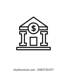 Bank icon outline collection in black
