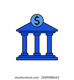Bank icon outline editable stroke line drawing eps.