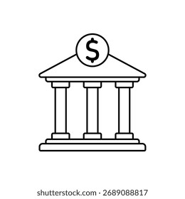 Dibujo de línea de trazo editable de contorno de icono de banco eps.