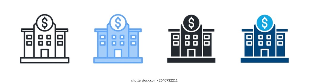 Bank Icon Outline Style. Vector Illustration For Graphic Design