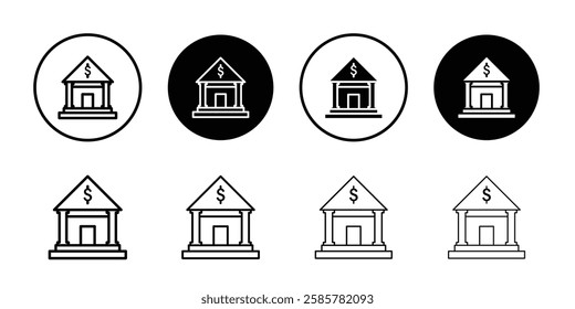 Bank icon Outline thin set pack series