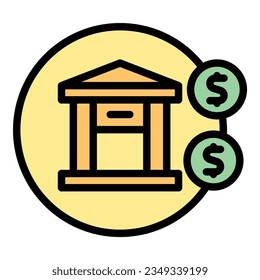 Bank icon outline vector. Digital pay. Mobile payment color flat