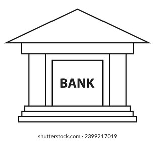 Bank icon in outline and vector format.