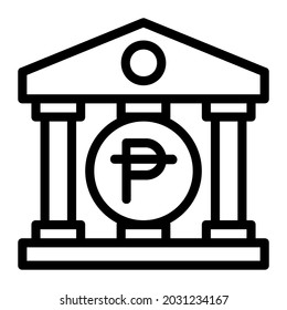 Bank Icon with Philippine Peso Symbol