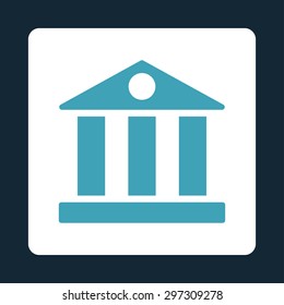 Bank icon from Primitive Buttons OverColor Set. This rounded square flat button is drawn with blue and white colors on a dark blue background.