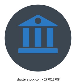 Bank icon from Primitive Round Buttons OverColor Set. This round flat button is drawn with smooth blue colors on a white background.
