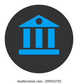 Bank icon from Primitive Round Buttons OverColor Set. This round flat button is drawn with blue and gray colors on a white background.