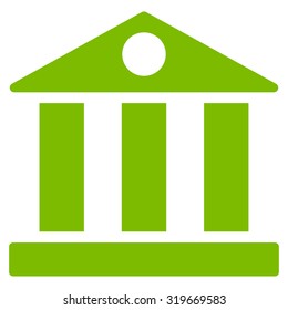 Bank icon from Primitive Set. This isolated flat symbol is drawn with eco green color on a white background, angles are rounded.