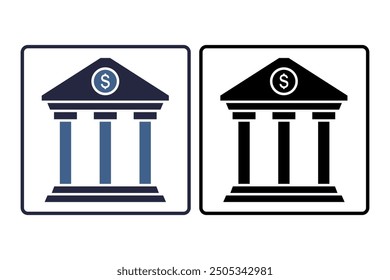 Bank icon. icon related to accounting. suitable for web site, app, user interfaces, printable etc. solid icon style. simple vector design editable