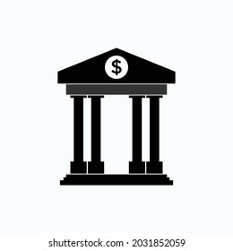 Bank Icon. Savings, Architecture Symbol  - Vector.