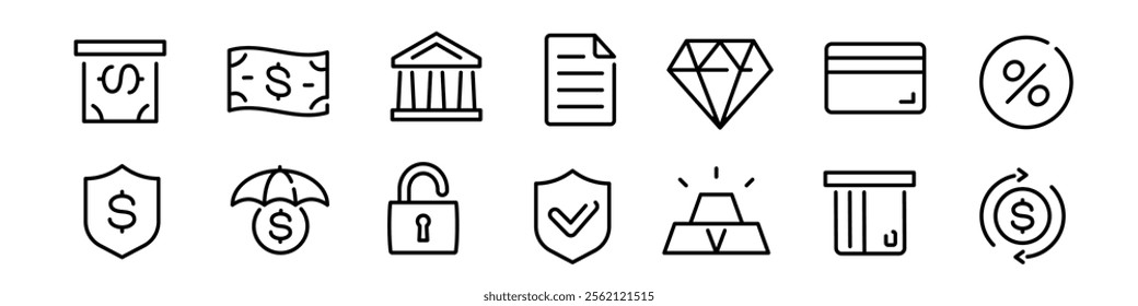 Bank icon set. Bank icon