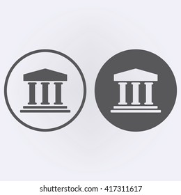 Bank icon set in circle . Vector illustration