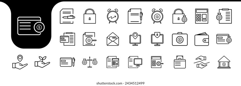 Bank-Icon-Set-Kollektionen-Design-Vektor