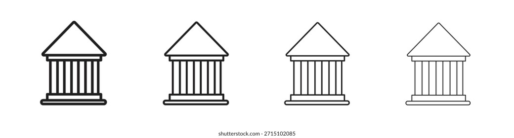 Bank icon set. A collection of simple black thin strokes icons