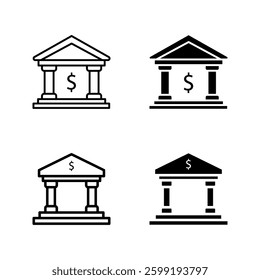 bank icon set color editable on white background