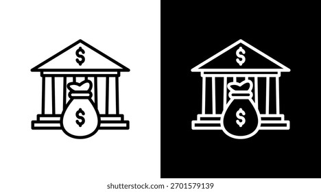 Bank With Icon Set Design