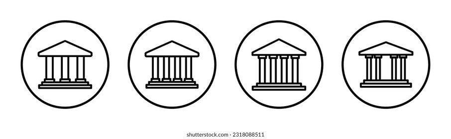 Bank icon set illustration. Bank sign and symbol, museum, university