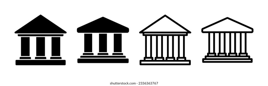 Bank icon set illustration. Bank sign and symbol, museum, university