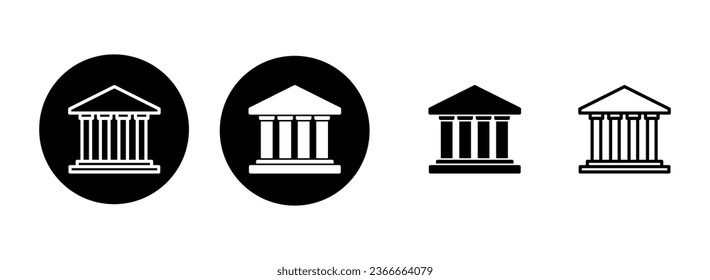 Bank icon set illustration. Bank sign and symbol, museum, university