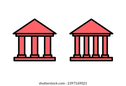 Bank icon set illustration. Bank sign and symbol, museum, university