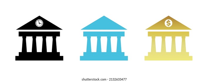 Bank icon set isolated on white background in vector format