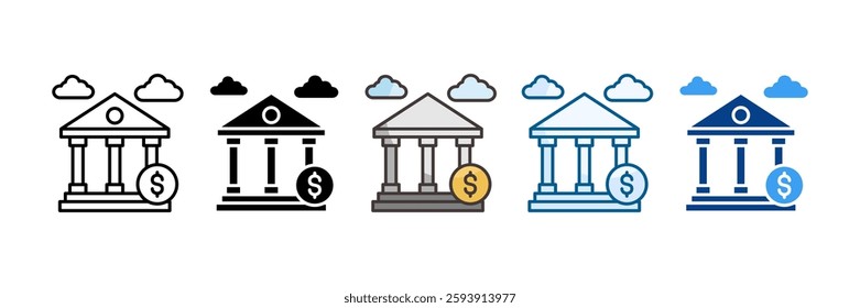 Bank Icon Set Multiple Style Collection