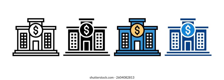 Bank Icon Set Multiple Style Collection