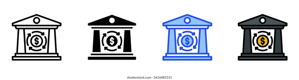 Bank Icon Set With Multiple Style Collection