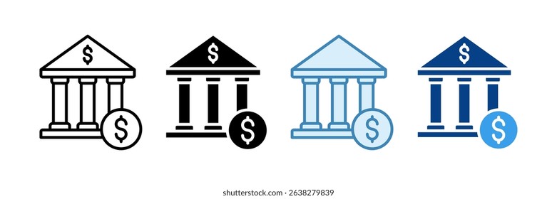 Bank Icon Set Multiple Style Collection