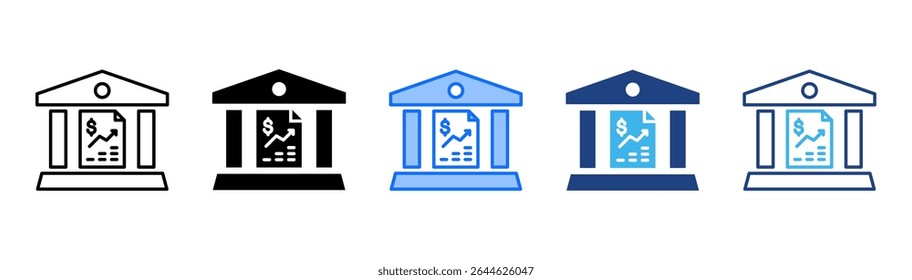 Bank icon set multiple style collection