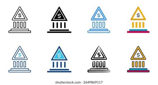 Bank icon set multiple style collection 
