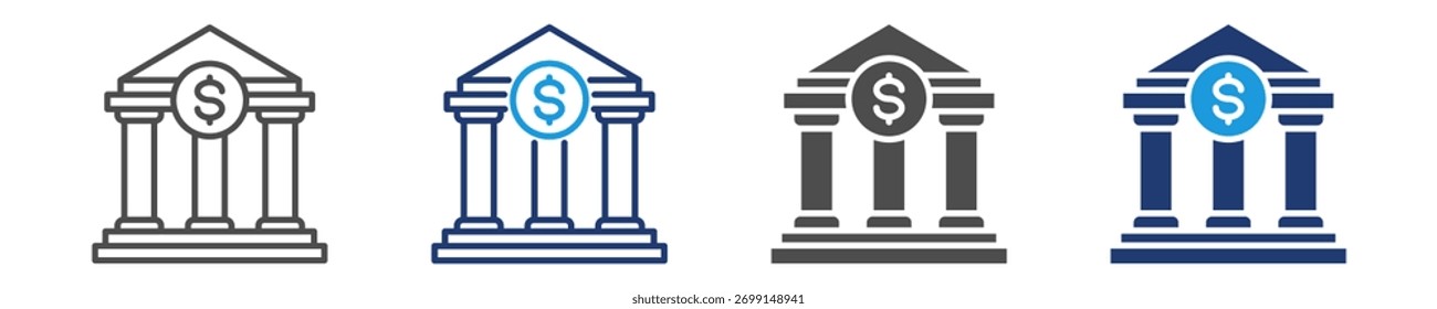 ícone de banco definir vários estilos
