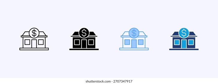 Bank Icon Set Multiple Style Collection Element For Design