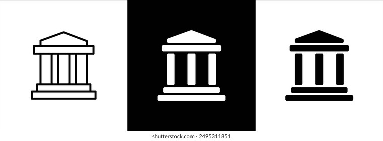 Bank icon set. Bank icon simple style. Banking icon for app and website. Government building. Transparent background. Bank icon sign and symbol. Vector illustration.