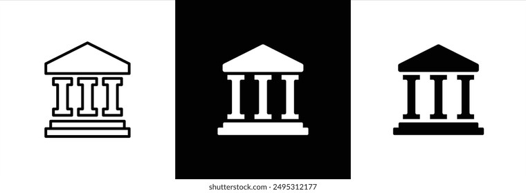  Bank icon set. Bank icon simple style. Banking icon for app and website. Government building. Transparent background. Bank icon sign and symbol. Vector illustration.