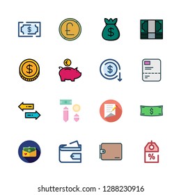bank icon set. vector set about wallet, transfer, devaluation and money bag icons set.