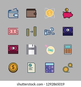 bank icon set. vector set about report, save, money and calculator icons set.