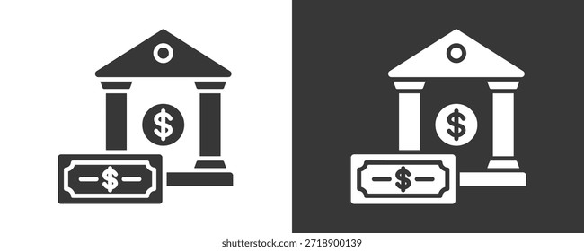 Bank Icon Set Vector Collection Isolated In Black And White